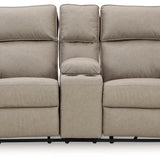 Ashley Furniture - Lavenhorne Reclining Loveseat With Console - Pebble - Pearl Silver Faux Leather - Loveseats - Additional View 3