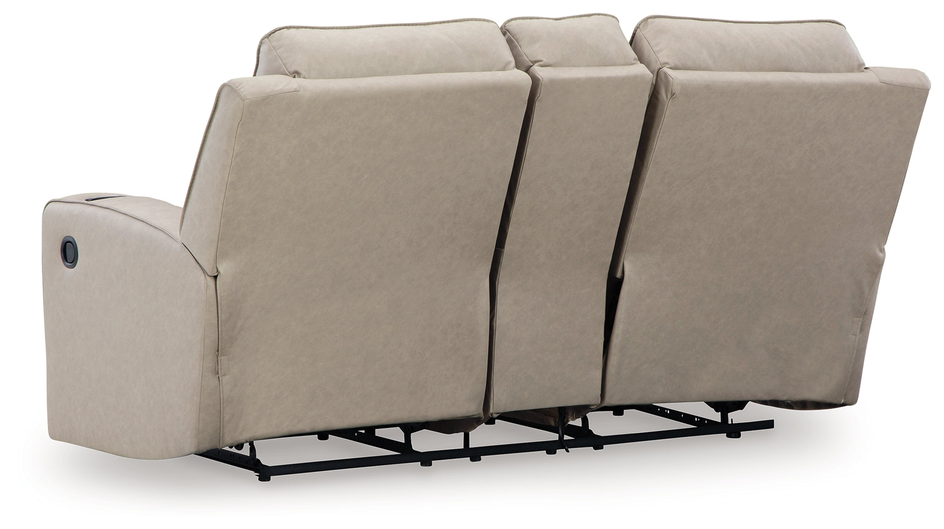 Ashley Furniture - Lavenhorne Reclining Loveseat With Console - Pebble - Pearl Silver Faux Leather - Loveseats - Additional View 4
