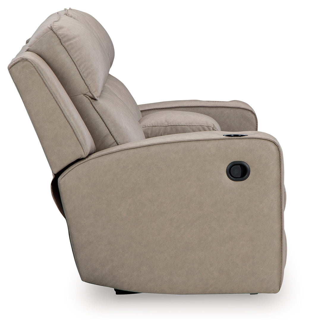Ashley Furniture - Lavenhorne Reclining Loveseat With Console - Pebble - Pearl Silver Faux Leather - Loveseats - Additional View 5