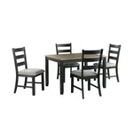 Elements International - Martin 5 Piece Dining Set - Dark Gray Wood|Fabric - Dining Room Sets
