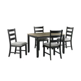 Elements International - Martin 5 Piece Dining Set - Dark Gray Wood|Fabric - Dining Room Sets