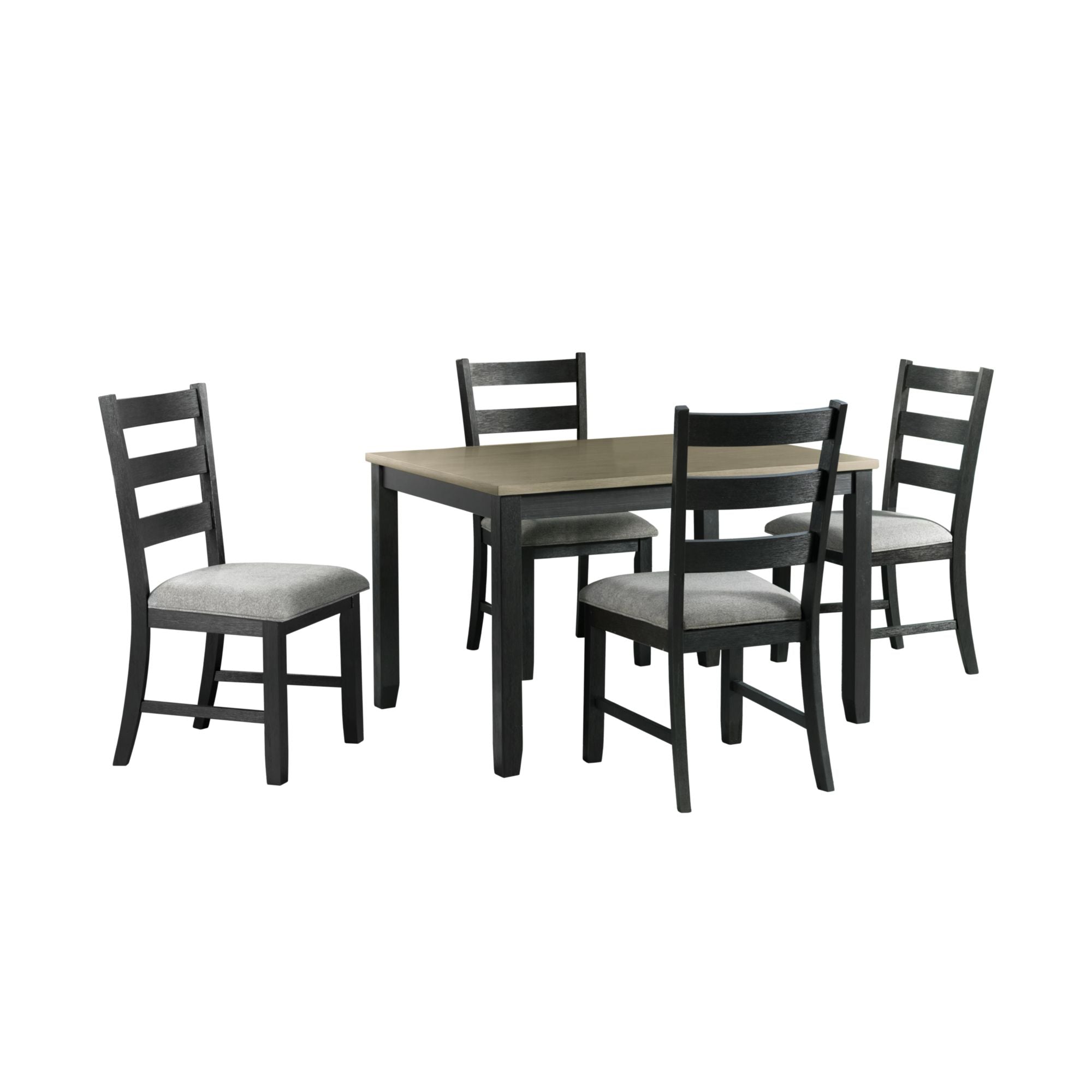 Elements International - Martin 5 Piece Dining Set - Dark Gray Wood|Fabric - Dining Room Sets