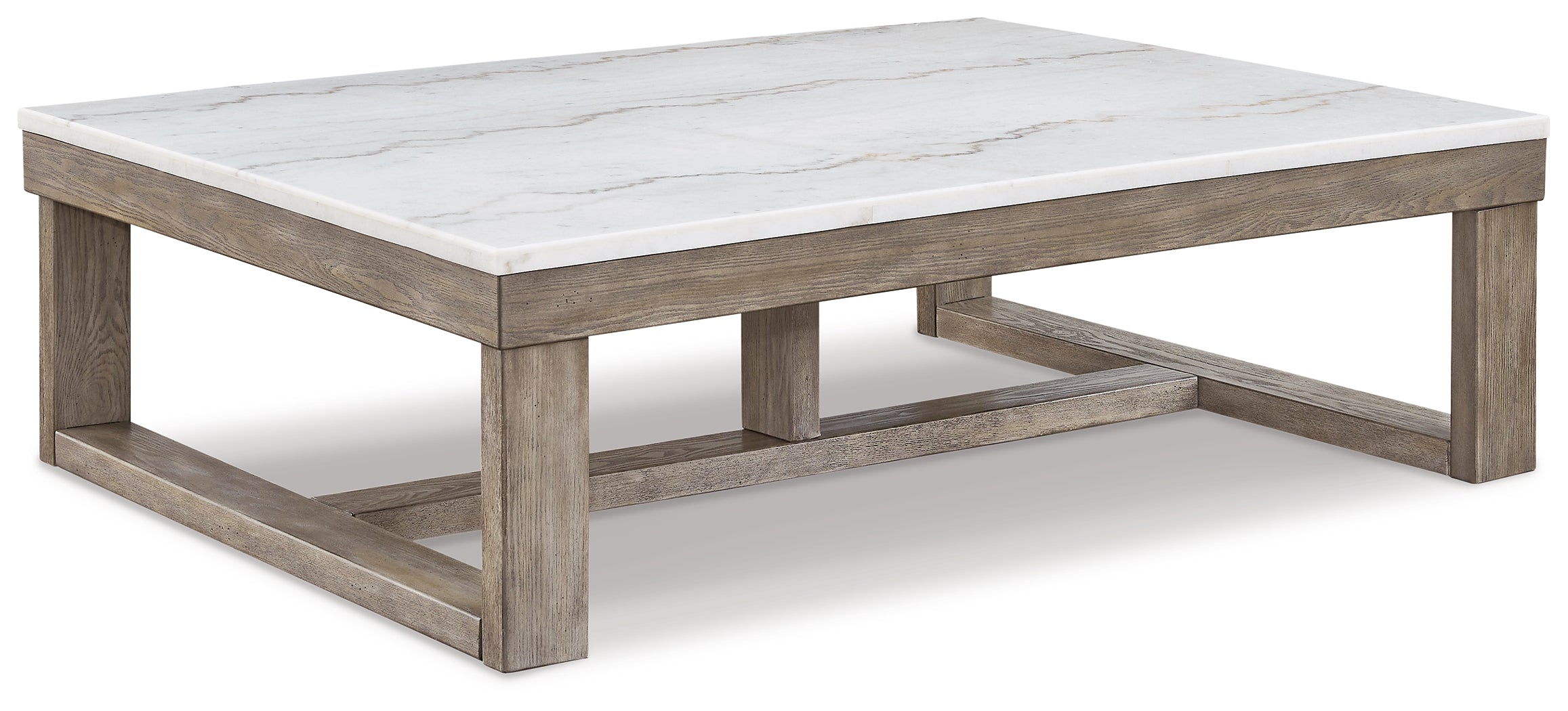 Ashley Furniture - LOYASKA COCKTAIL TABLE - Dark Brown Marble/Stone - Tables