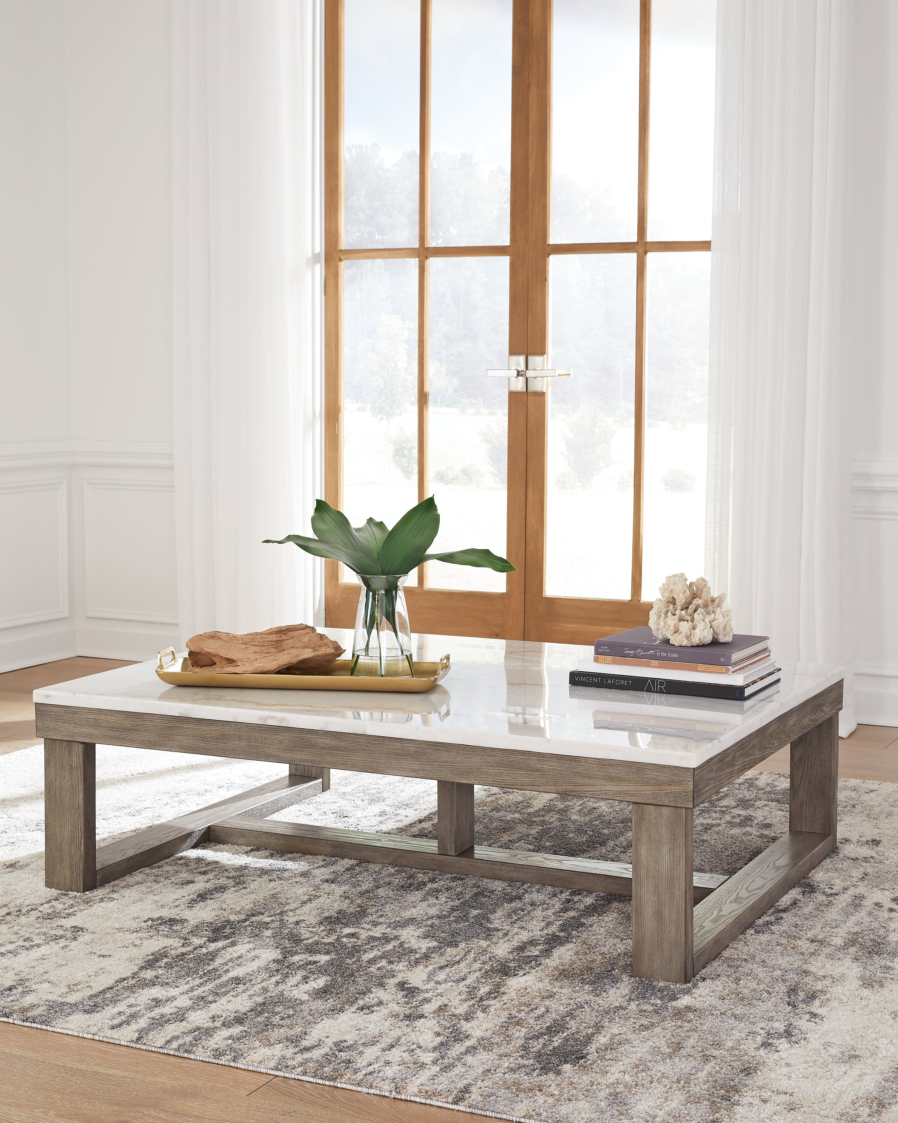 Ashley Furniture - LOYASKA COCKTAIL TABLE - Dark Brown Marble/Stone - Tables - Additional View 1