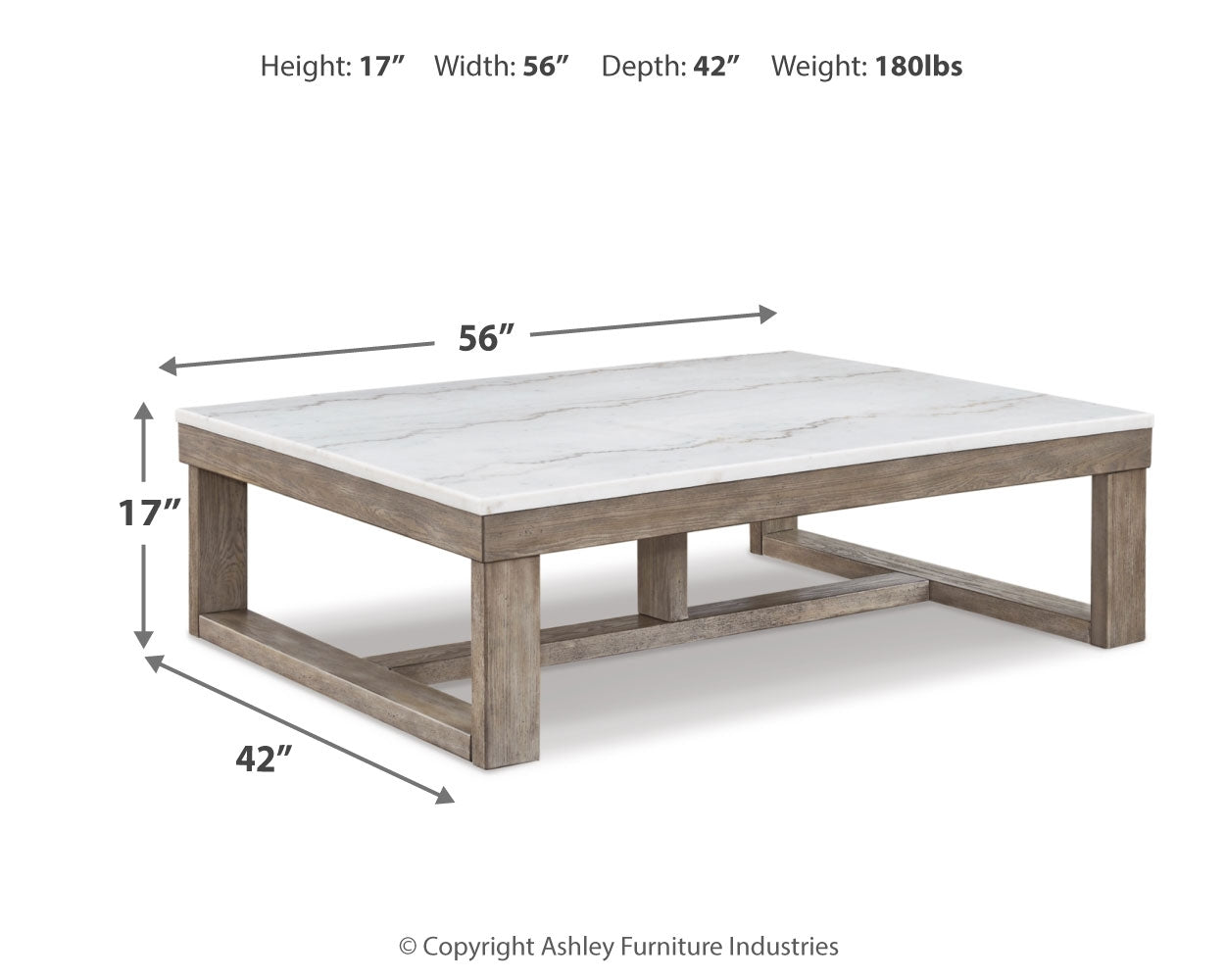 Ashley Furniture - LOYASKA COCKTAIL TABLE - Dark Brown Marble/Stone - Tables - Additional View 3