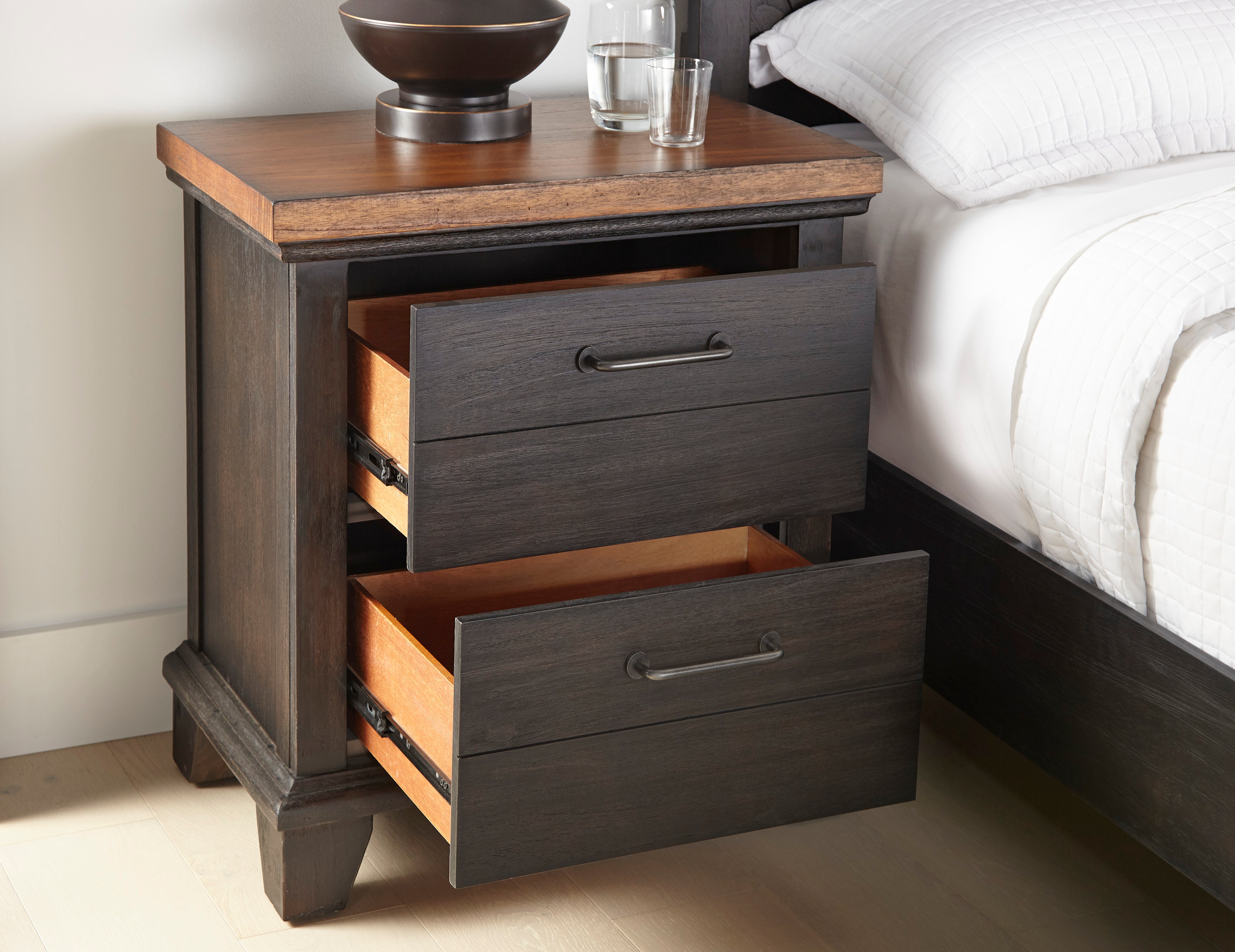 Steve Silver Furniture - BEAR CREEK BROWN NIGHTSTAND - Dark Brown Wood - Nightstands - Additional View 4