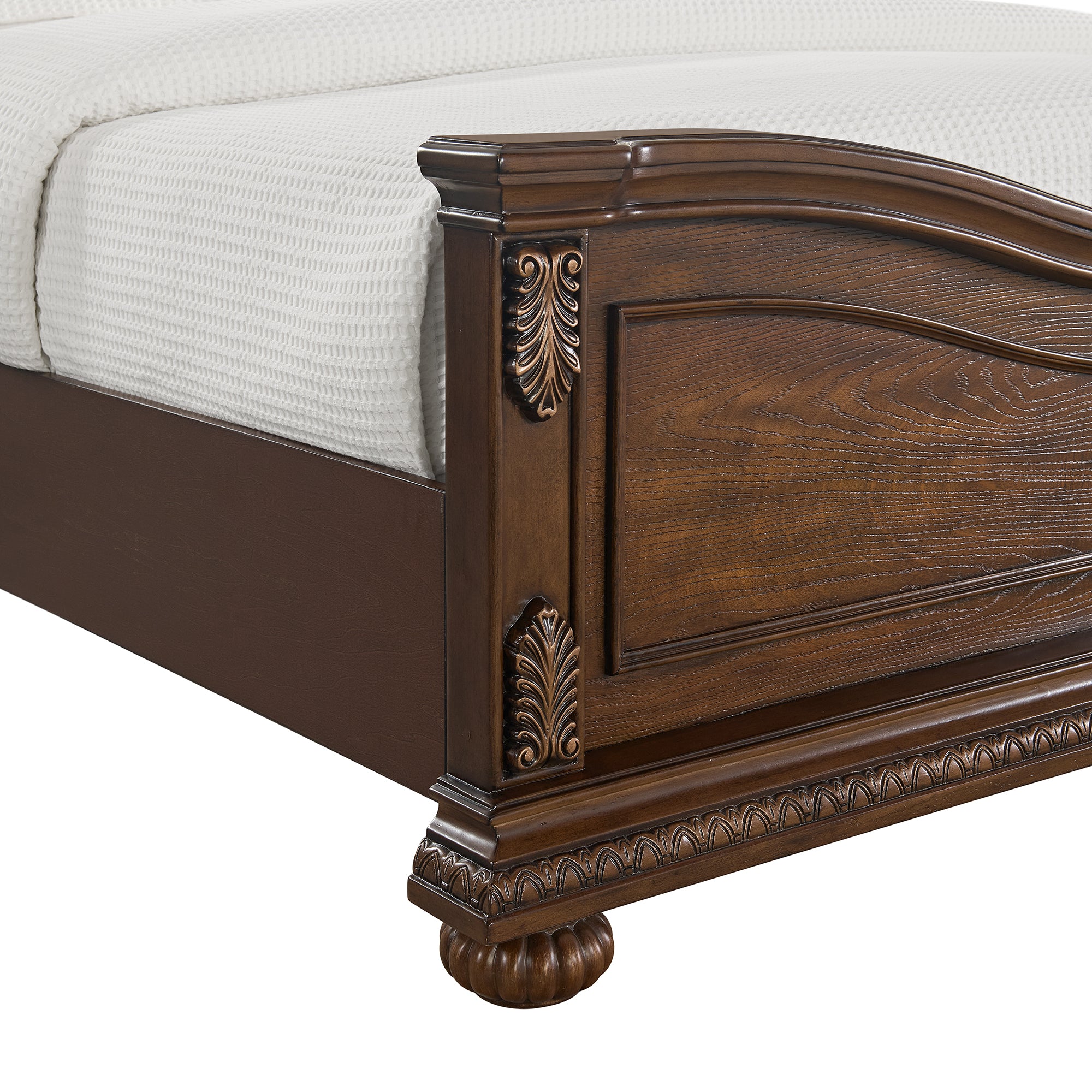 Elements International - CADENZA BROWN KING BED - Dark Brown|Black Wood|Faux Leather - Beds - Additional View 4
