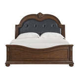 Elements International - CADENZA BROWN KING BED - Dark Brown|Black Wood|Faux Leather - Beds - Additional View 7
