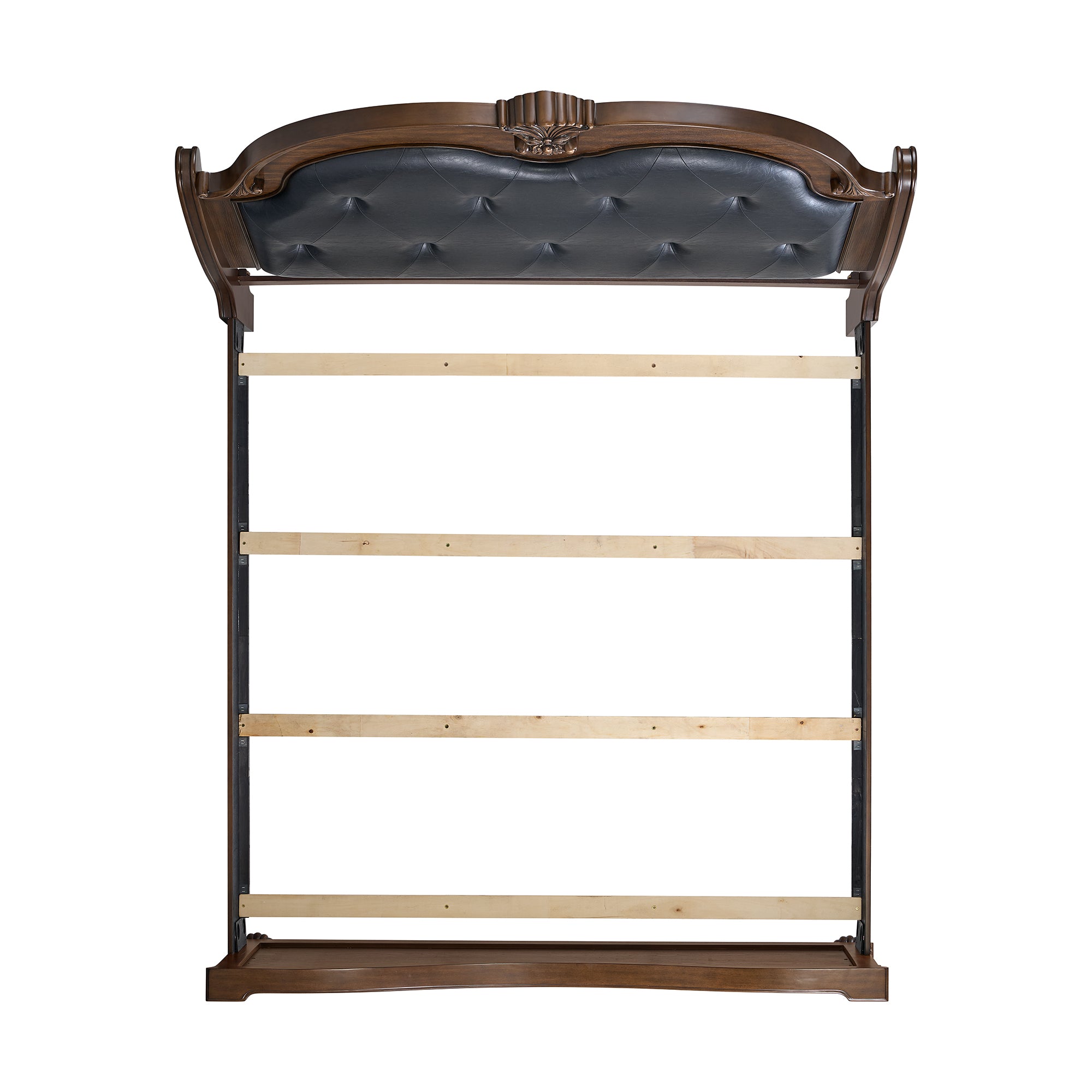 Elements International - CADENZA BROWN KING BED - Dark Brown|Black Wood|Faux Leather - Beds - Additional View 8