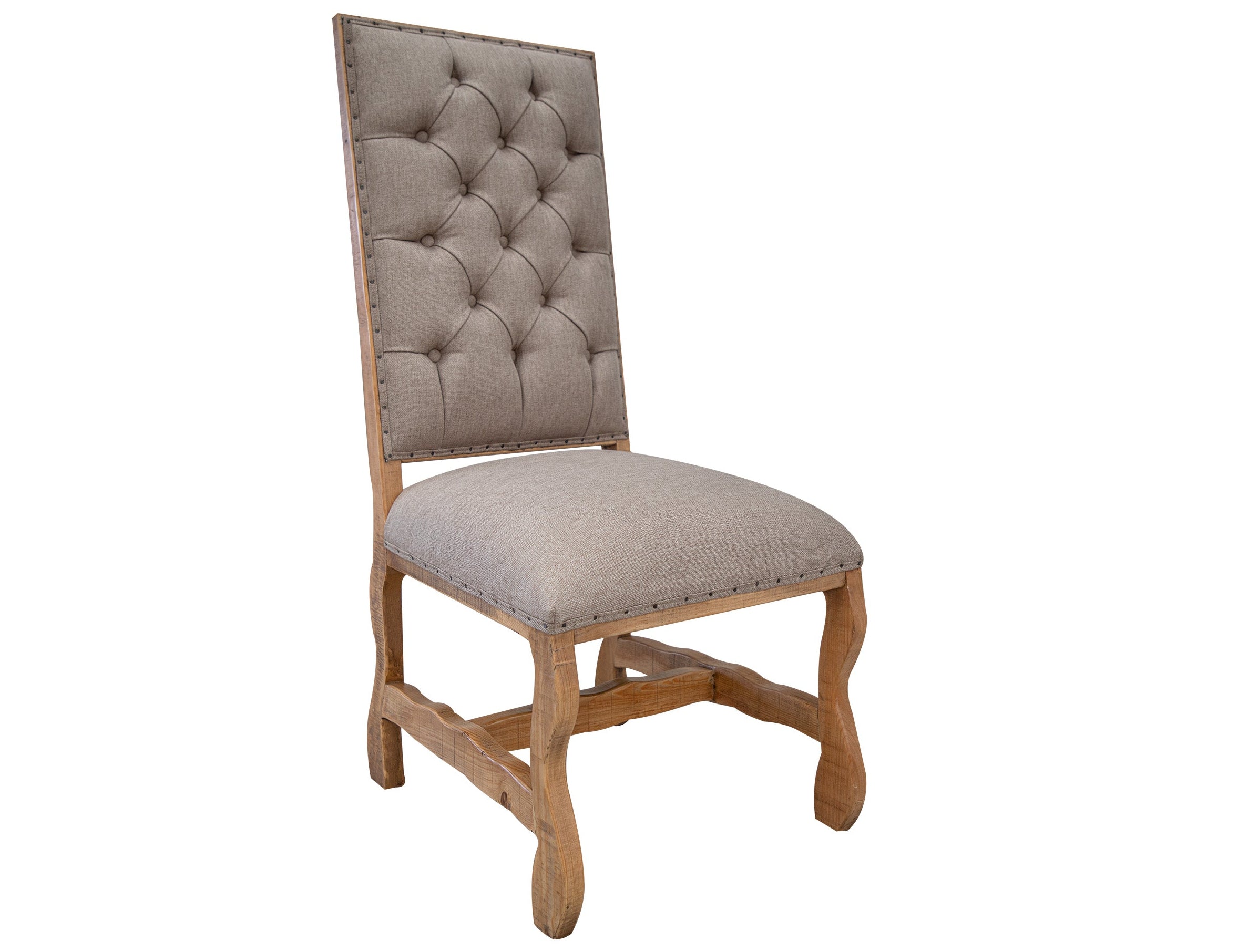 International Furniture Direct - Marquez Dining Chair - Tufted - Light Brown Wood|Fabric - Chairs