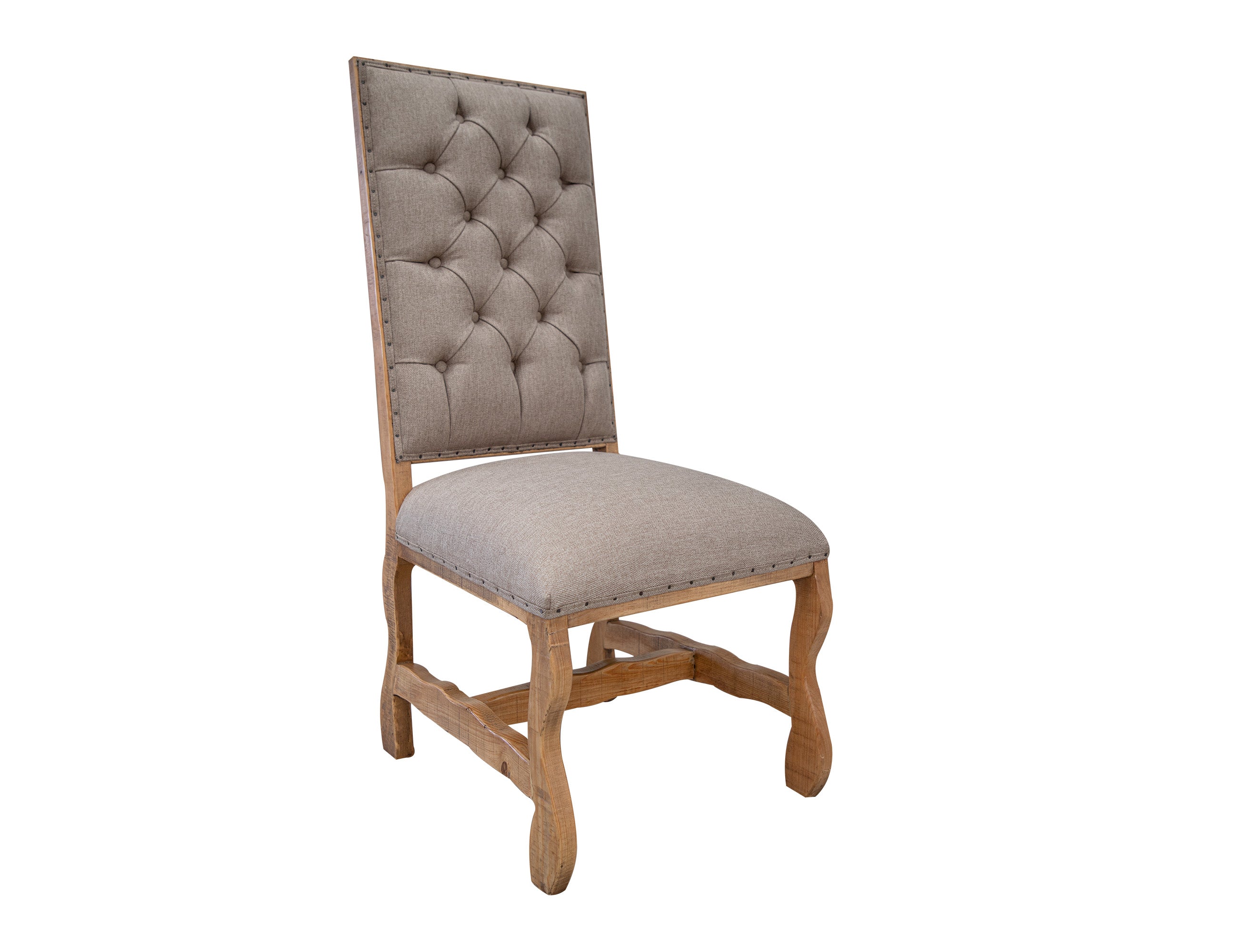 International Furniture Direct - Marquez Dining Chair - Tufted - Light Brown Wood|Fabric - Chairs