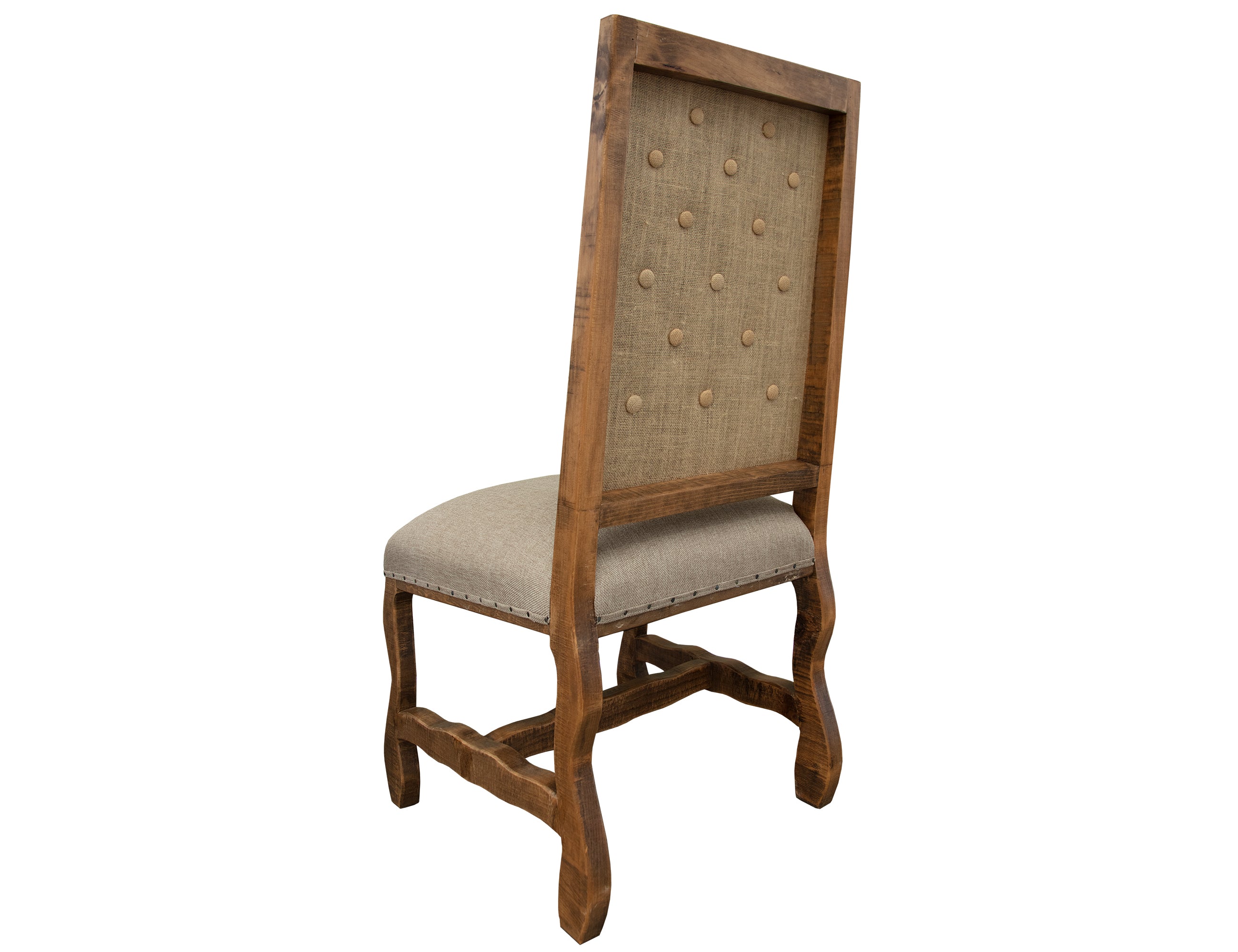 International Furniture Direct - Marquez Dining Chair - Tufted - Light Brown Wood|Fabric - Chairs - Additional View 2