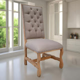 International Furniture Direct - Marquez Dining Chair - Tufted - Light Brown Wood|Fabric - Chairs - Additional View 3
