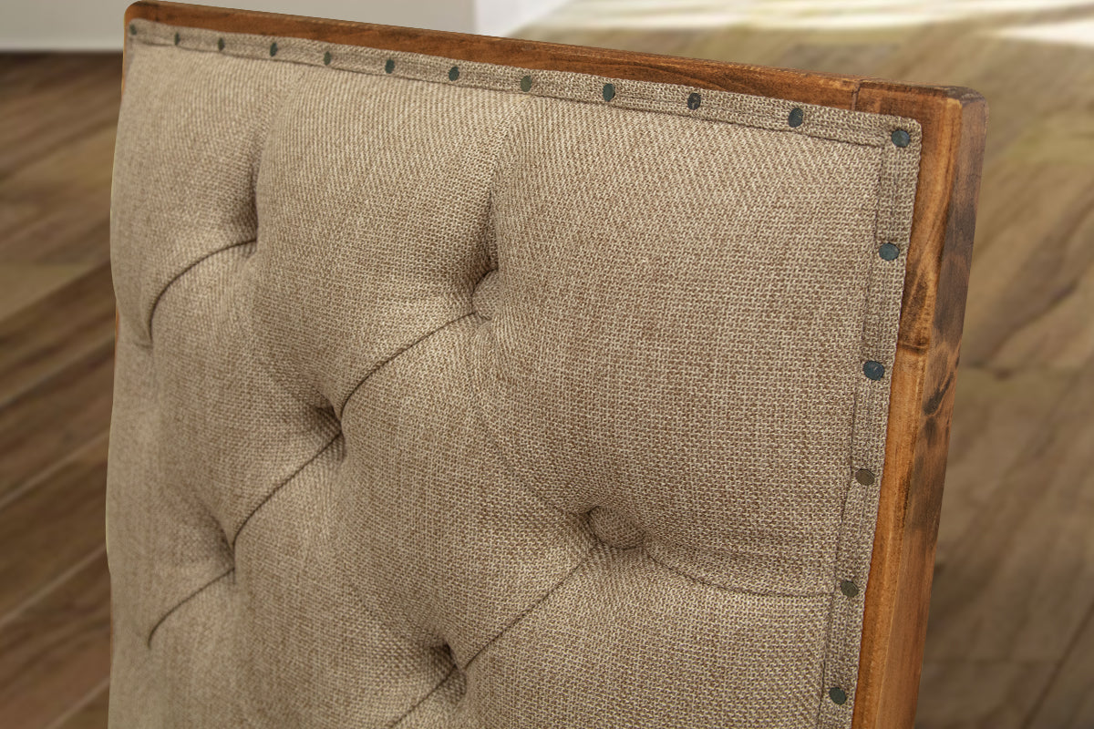 International Furniture Direct - Marquez Dining Chair - Tufted - Light Brown Wood|Fabric - Chairs - Additional View 4