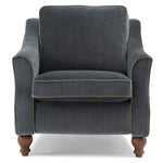 Gray armchair with wooden legs on a white background