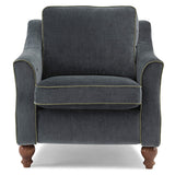 Gray armchair with wooden legs on a white background