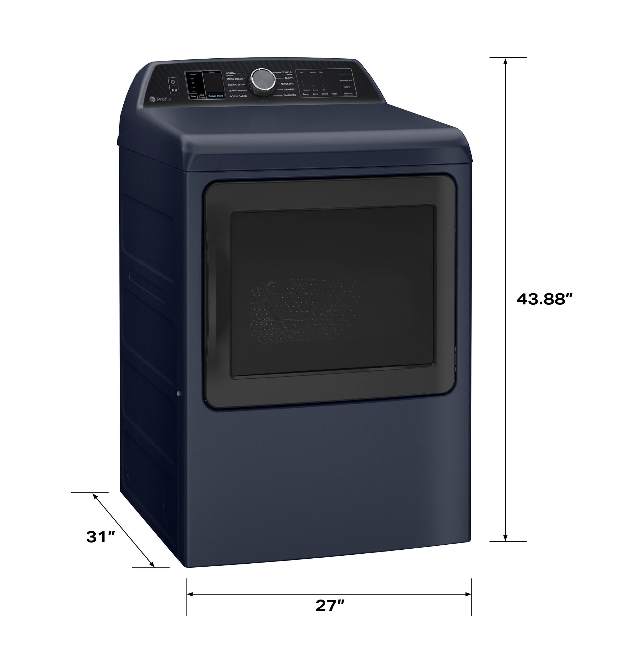 GE SAPPHIRE BLUE ELECTRIC 7.3CU DRYER WITH STEAM - Dryers - Additional View 3