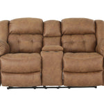 HAYGEN ALMOND RECLINING LOVESEAT WITH CONSOLE
