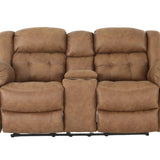 HAYGEN ALMOND RECLINING LOVESEAT WITH CONSOLE