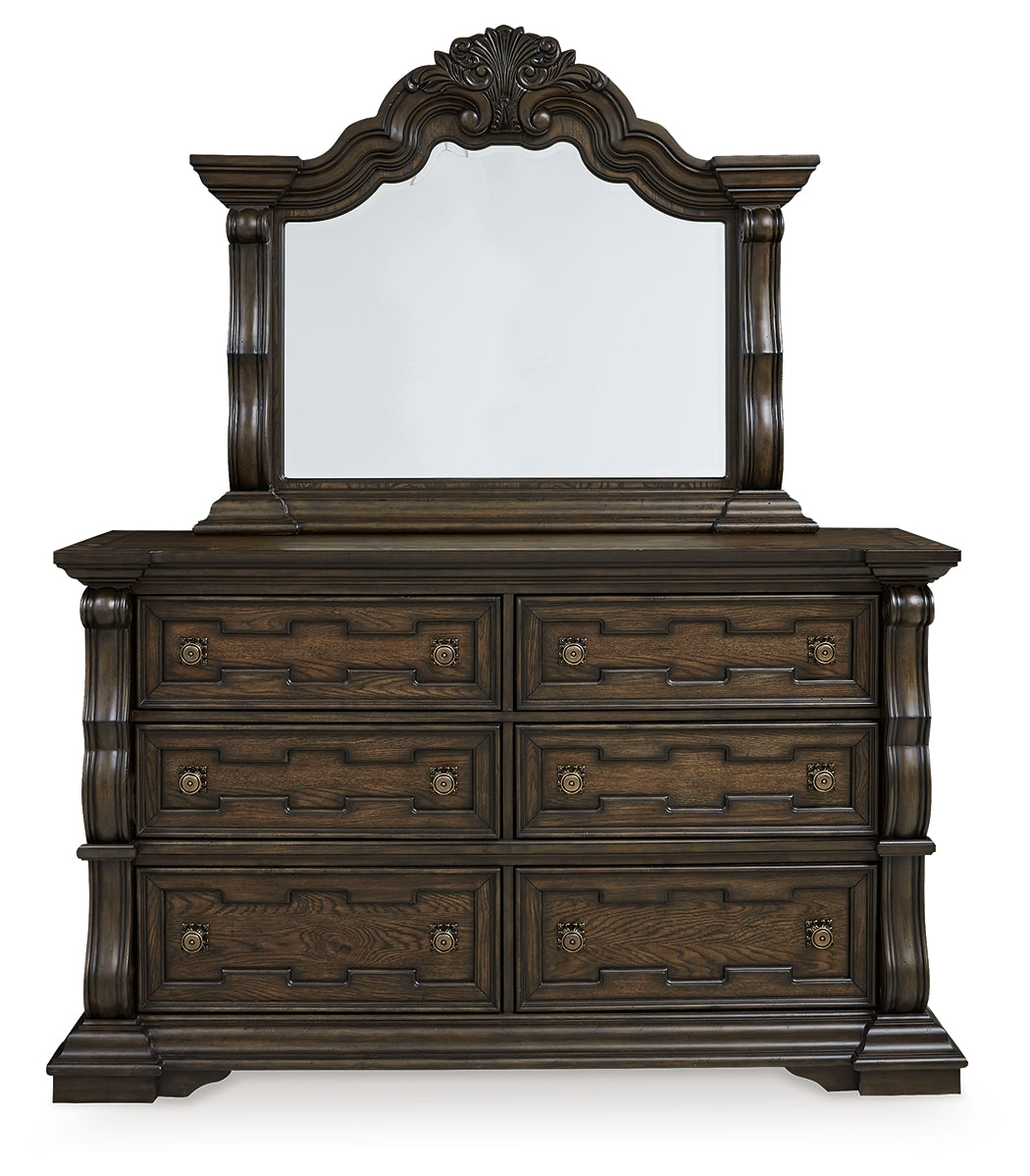 Ashley Furniture - MAYLEE DRESSER & MIRROR - Dark Brown Glass|Wood - Dresser & Mirror - Additional View 2