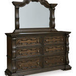 Ashley Furniture - MAYLEE DRESSER & MIRROR - Dark Brown Glass|Wood - Dresser & Mirror