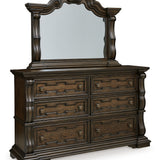 Ashley Furniture - MAYLEE DRESSER & MIRROR - Dark Brown Glass|Wood - Dresser & Mirror