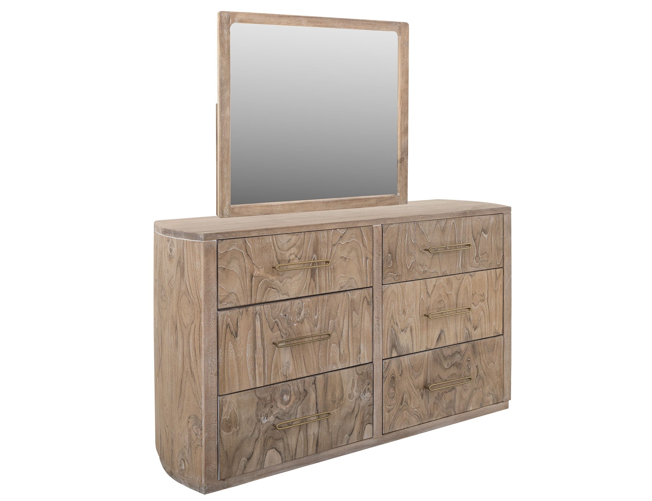 International Furniture Direct - Riverbend Dresser - Light - Light Brown Wood - Dresser & Mirror
