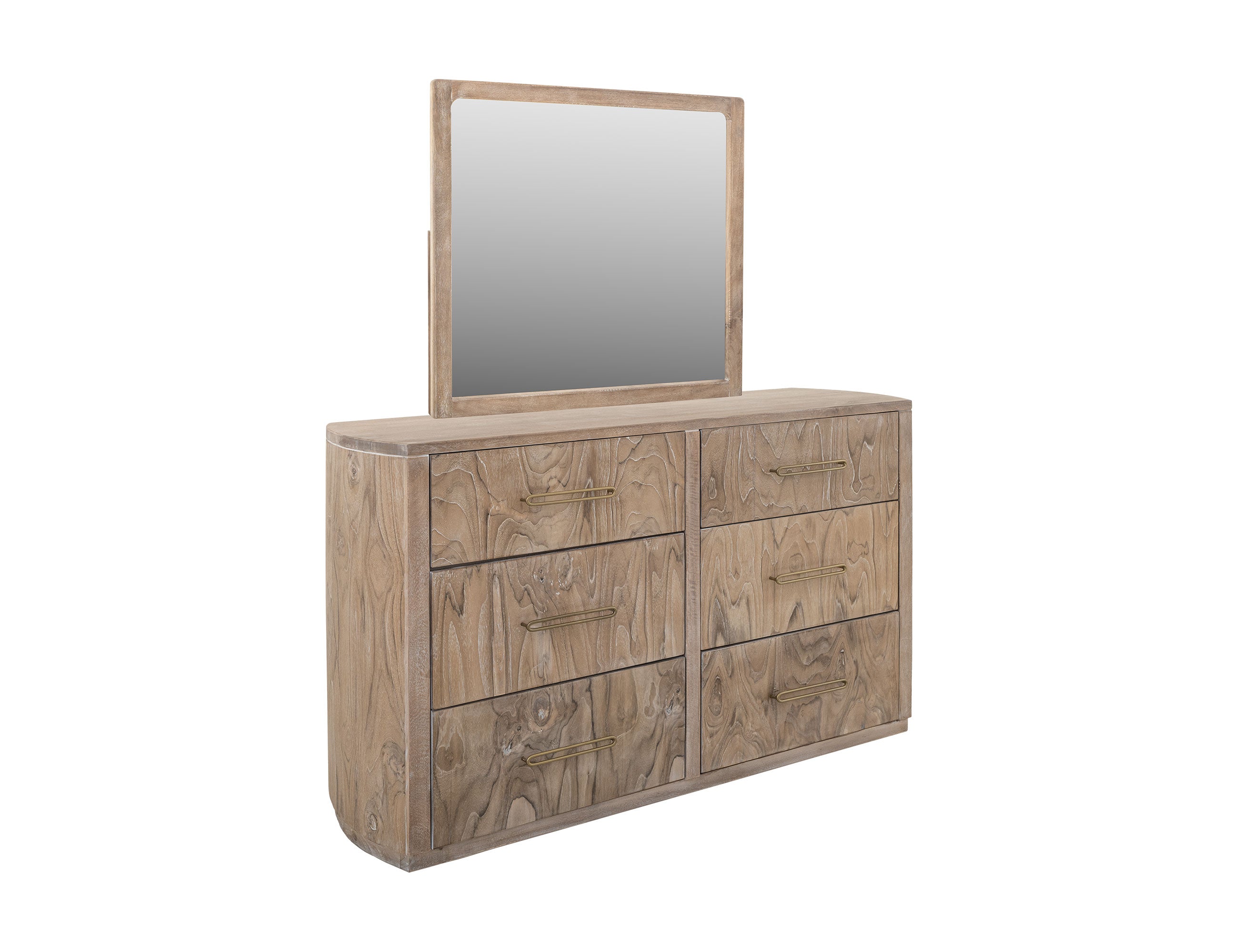 International Furniture Direct - Riverbend Dresser - Light - Light Brown Wood - Dresser & Mirror