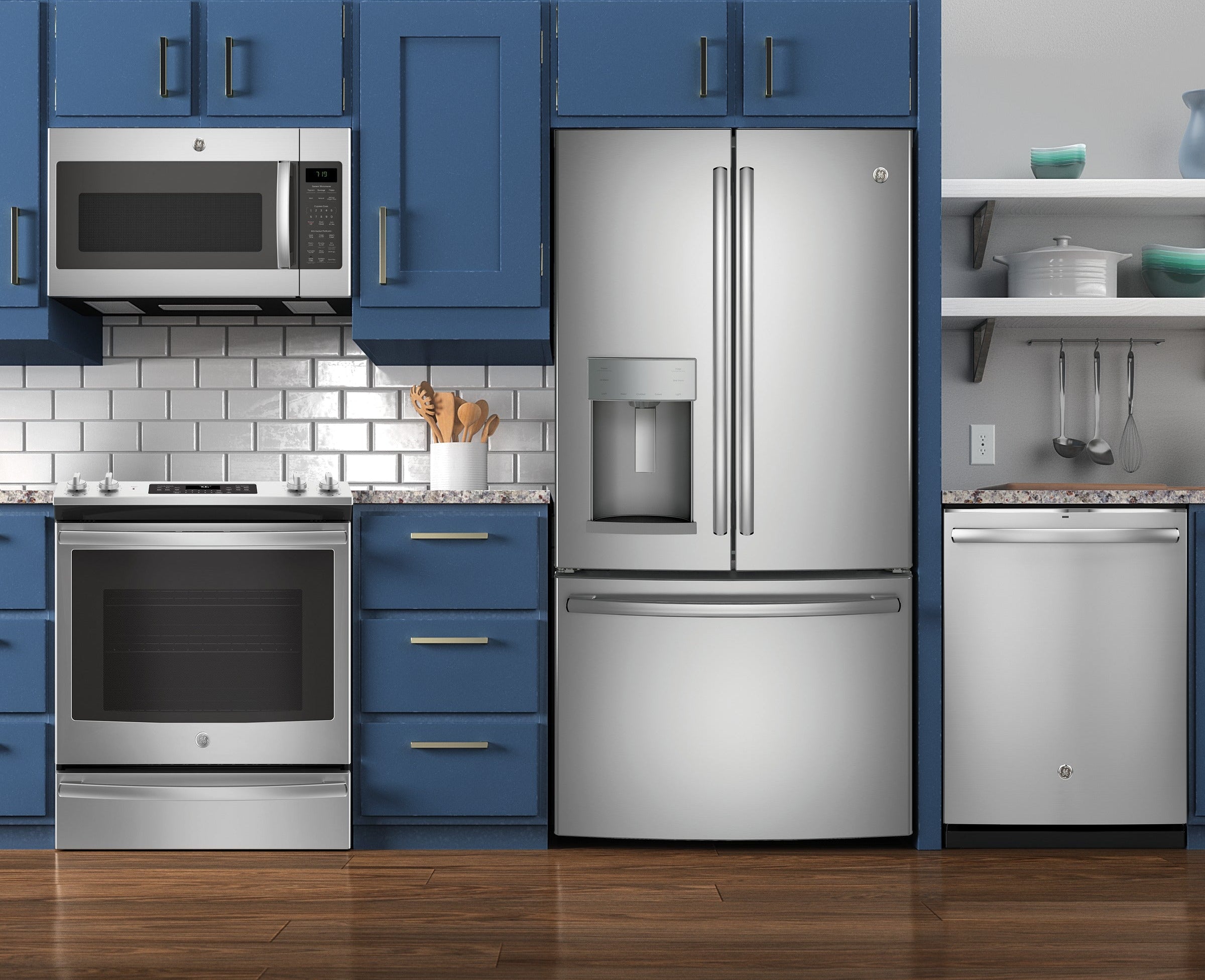 GE STAINLESS STEEL 1.9CU OVER THE RANGE MICROWAVE - Pearl Silver|Black - Microwaves - Additional View 3