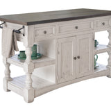 International Furniture Direct - STONE KITCHEN ISLAND - Beige|Dark Gray Wood - Islands & Carts