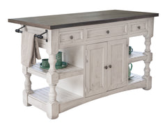 International Furniture Direct - STONE KITCHEN ISLAND - Beige|Dark Gray Wood - Islands & Carts