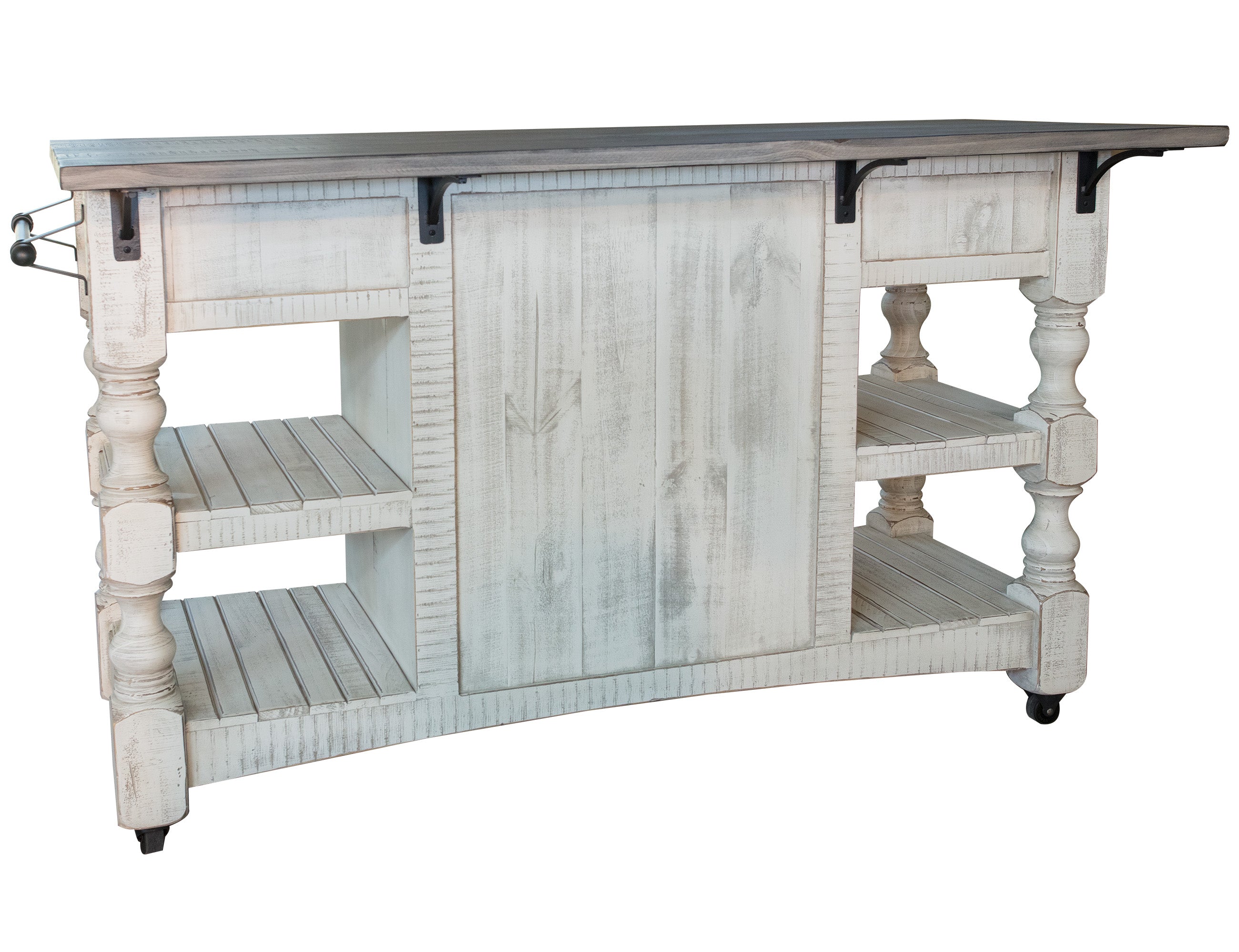 International Furniture Direct - STONE KITCHEN ISLAND - Beige|Dark Gray Wood - Islands & Carts - Additional View 1