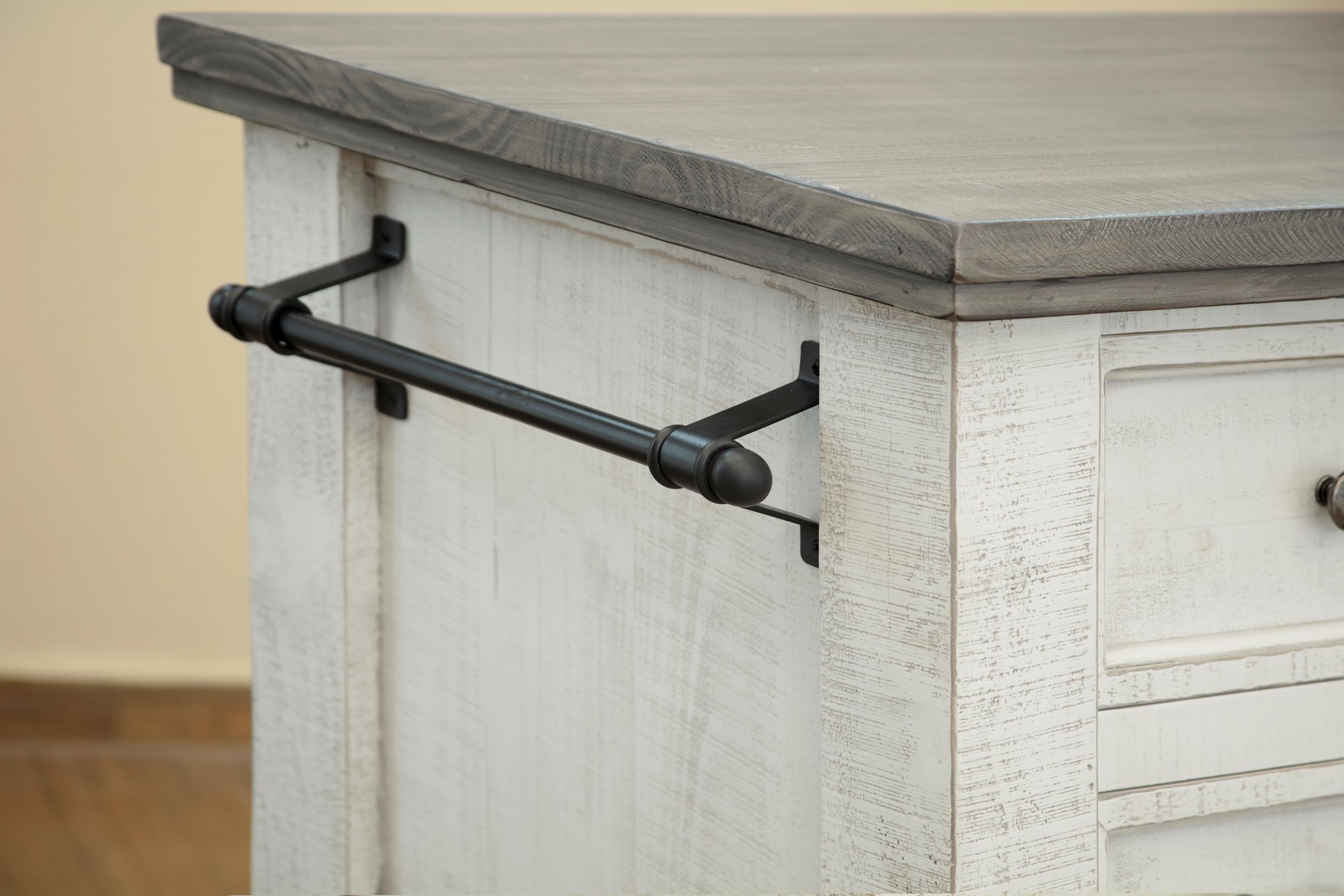 International Furniture Direct - STONE KITCHEN ISLAND - Beige|Dark Gray Wood - Islands & Carts - Additional View 3