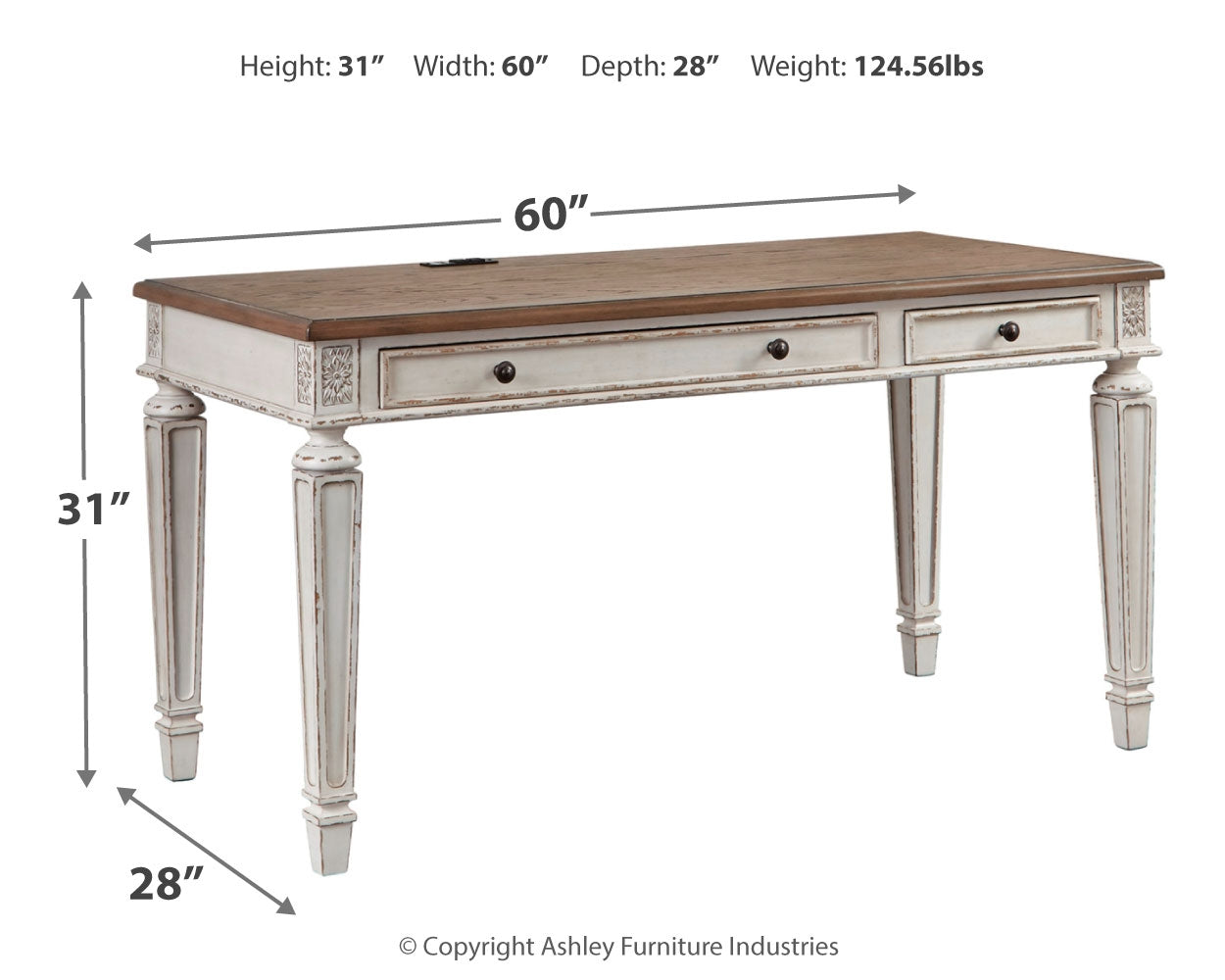 Ashley Furniture - REALYN HOME OFFICE DESK - Light Brown Wood - Desks - Additional View 3
