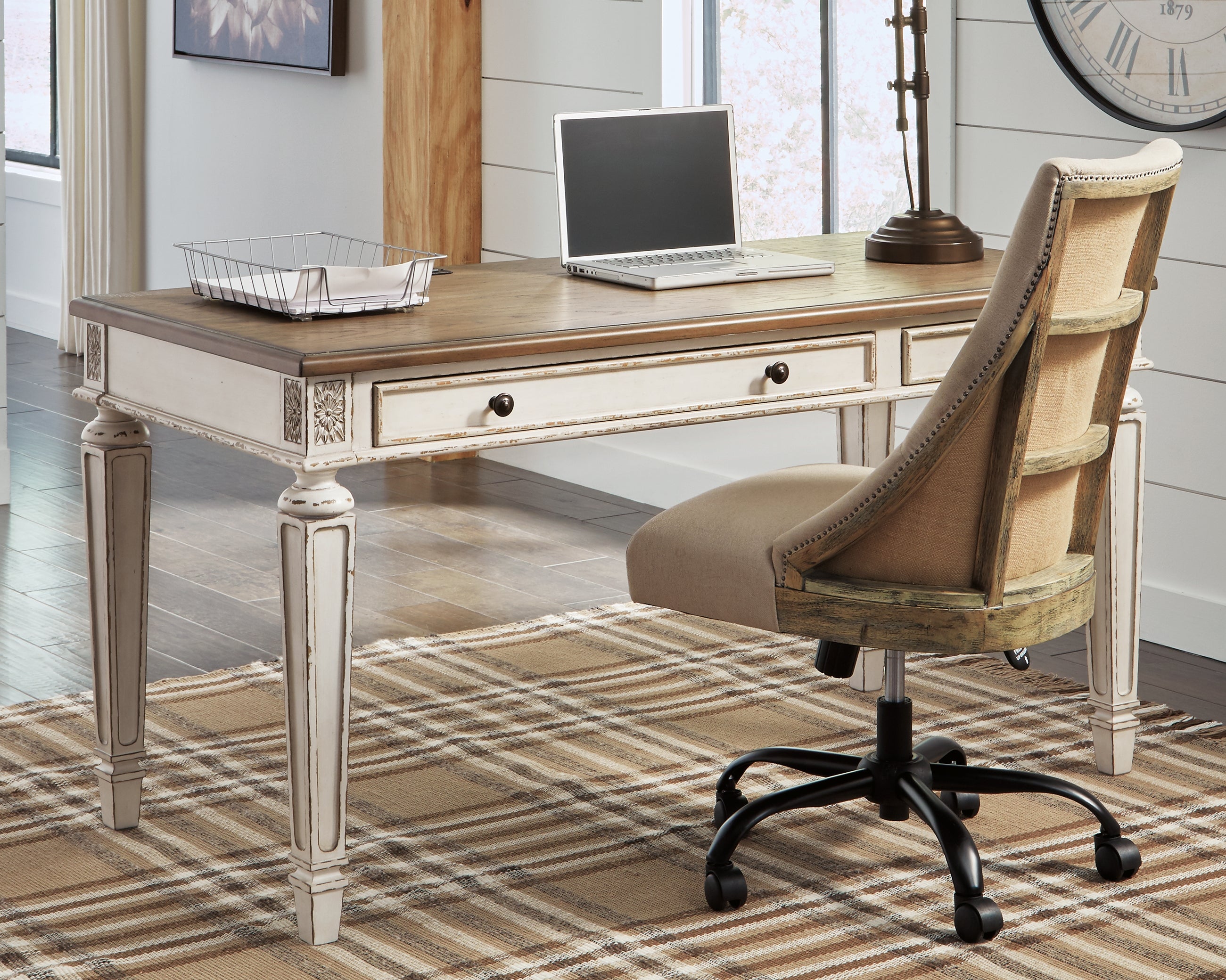 Ashley Furniture - REALYN HOME OFFICE DESK - Light Brown Wood - Desks - Additional View 5