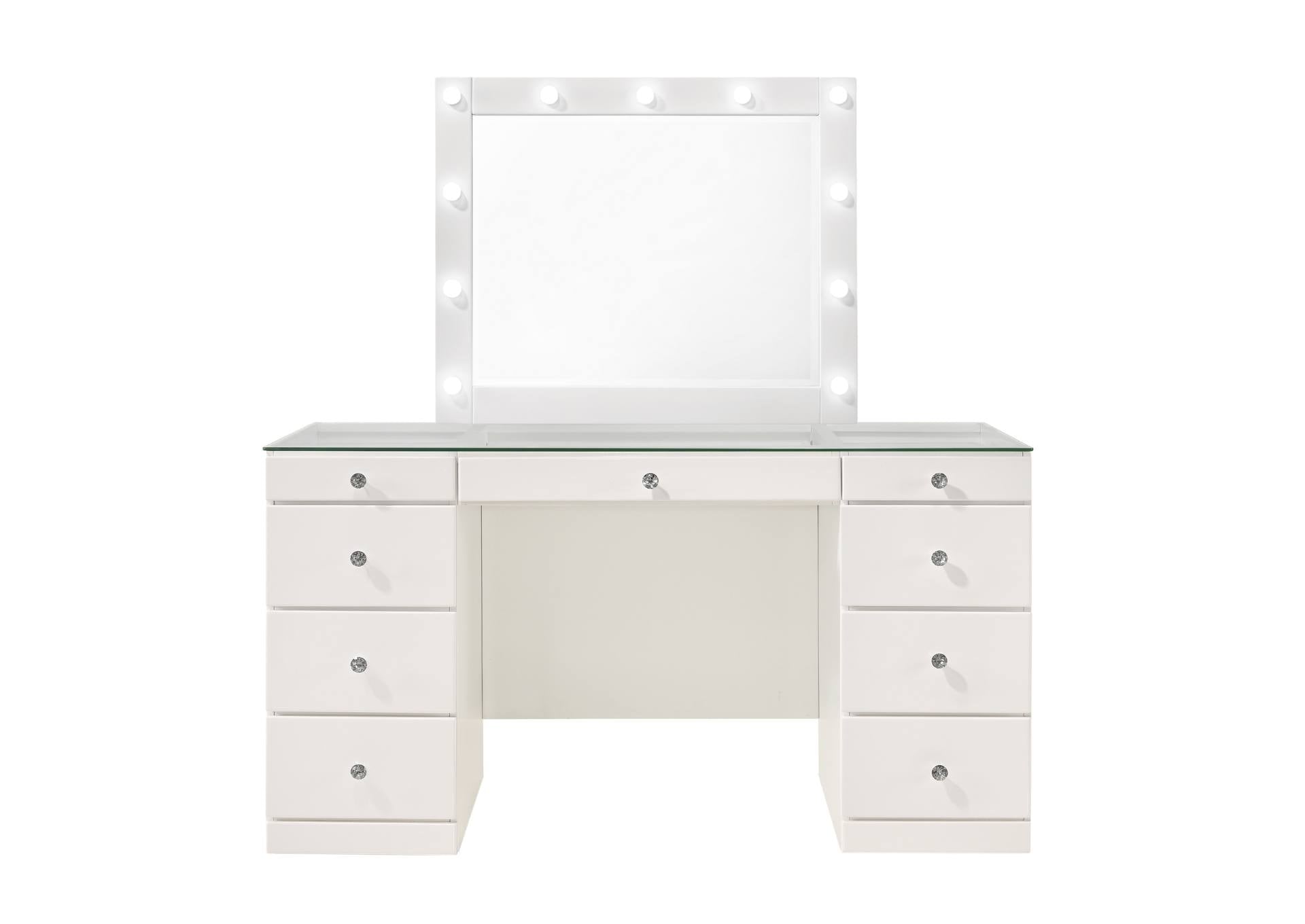 Avery Vanity With Led Mirror - White