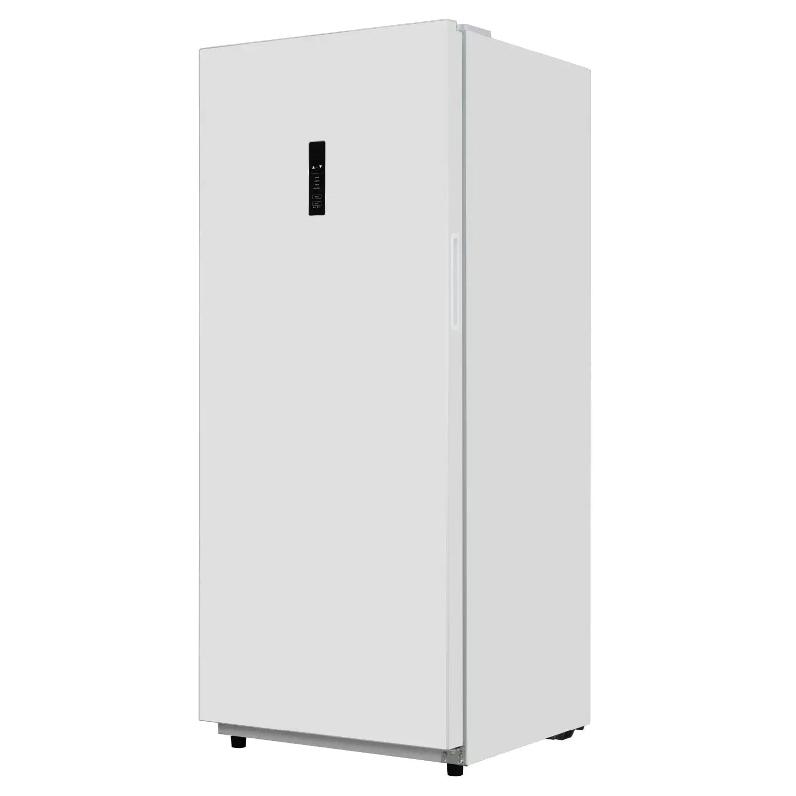 17.0 cu. ft. upright convertible freezer and refrigerator in white, features automatic defrost, garage-ready operation, and internal LED lighting.