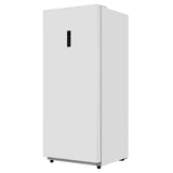 17.0 cu. ft. upright convertible freezer and refrigerator in white, features automatic defrost, garage-ready operation, and internal LED lighting.