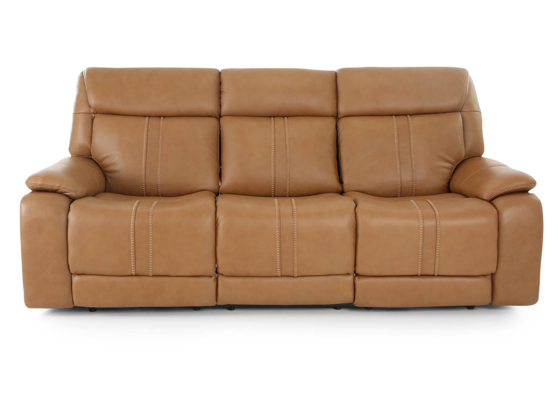Xara Leather Power Sofa - Butternut
