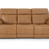 Xara Leather Power Sofa - Butternut