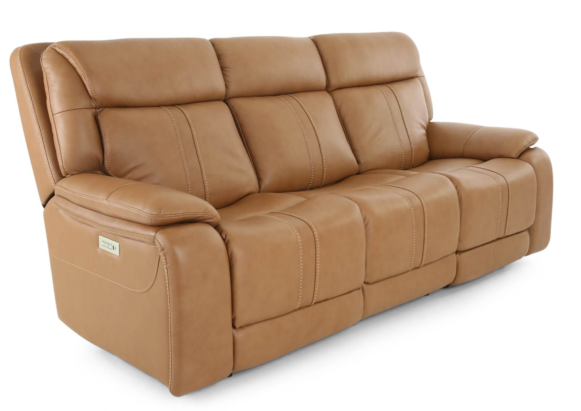 Xara Leather Power Sofa - Butternut - Additional View 1