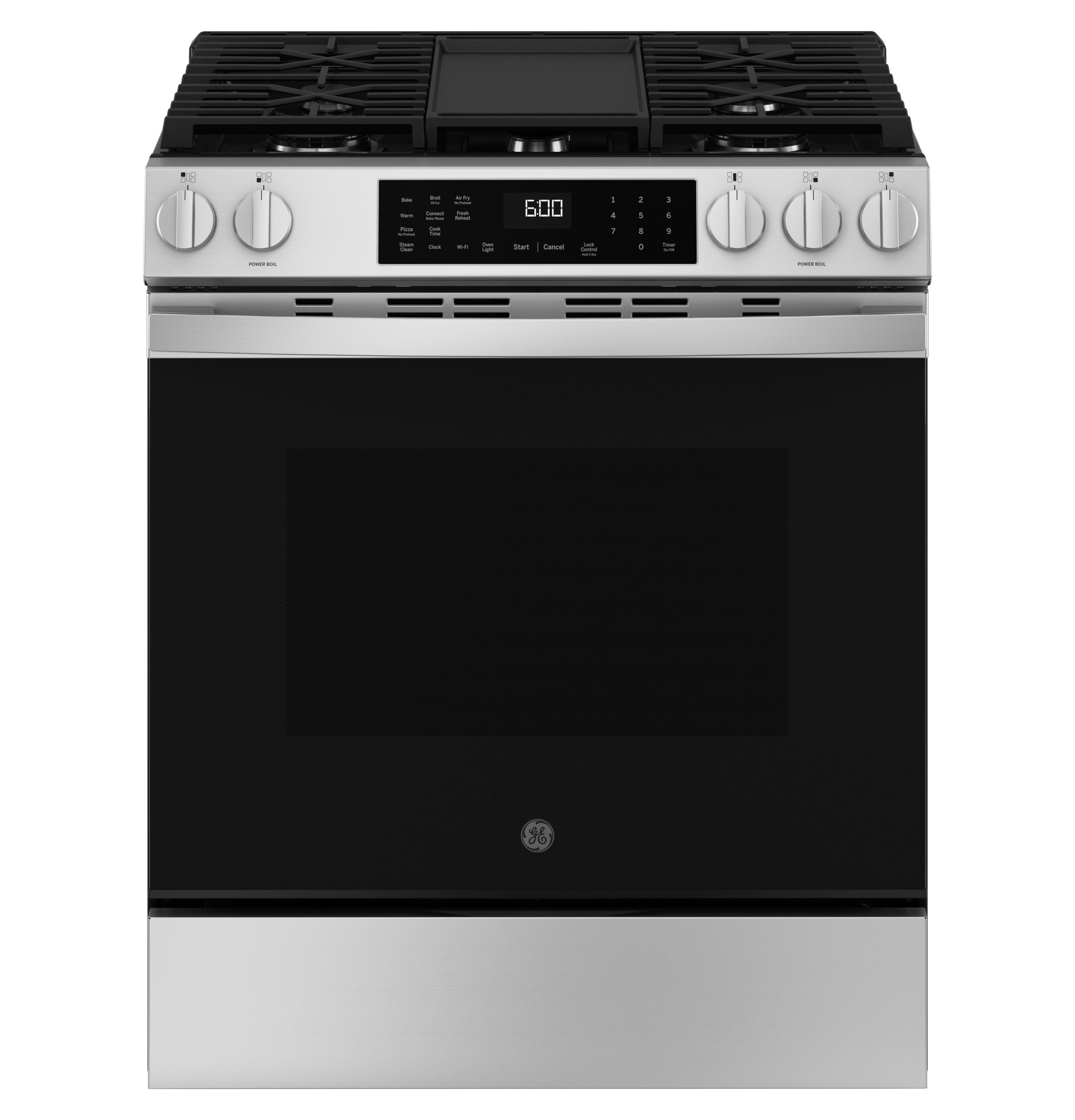 GE STAINLESS SLIDE-IN GAS RANGE WITH CONVECTION AND AIR FRY - Pearl Silver|Black - Ranges