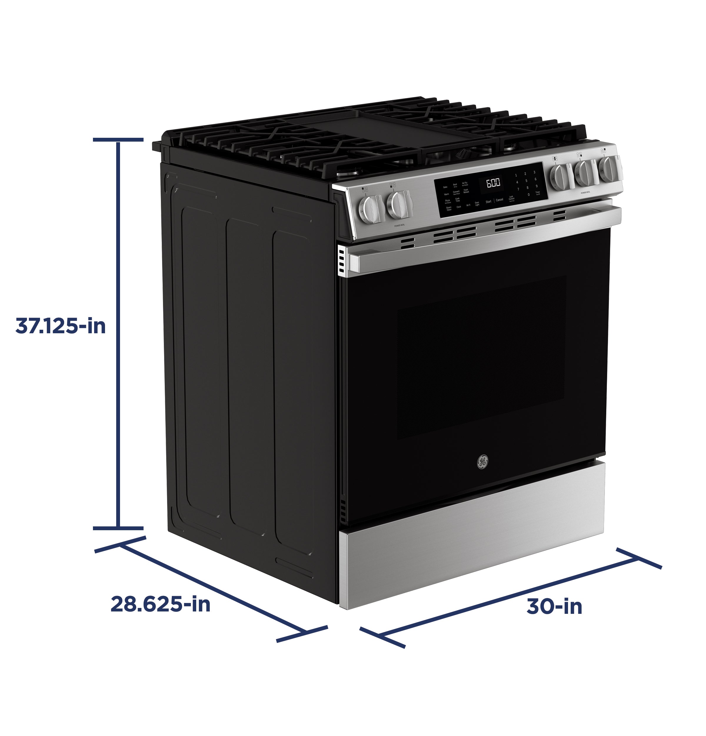 GE STAINLESS SLIDE-IN GAS RANGE WITH CONVECTION AND AIR FRY - Pearl Silver|Black - Ranges - Additional View 34
