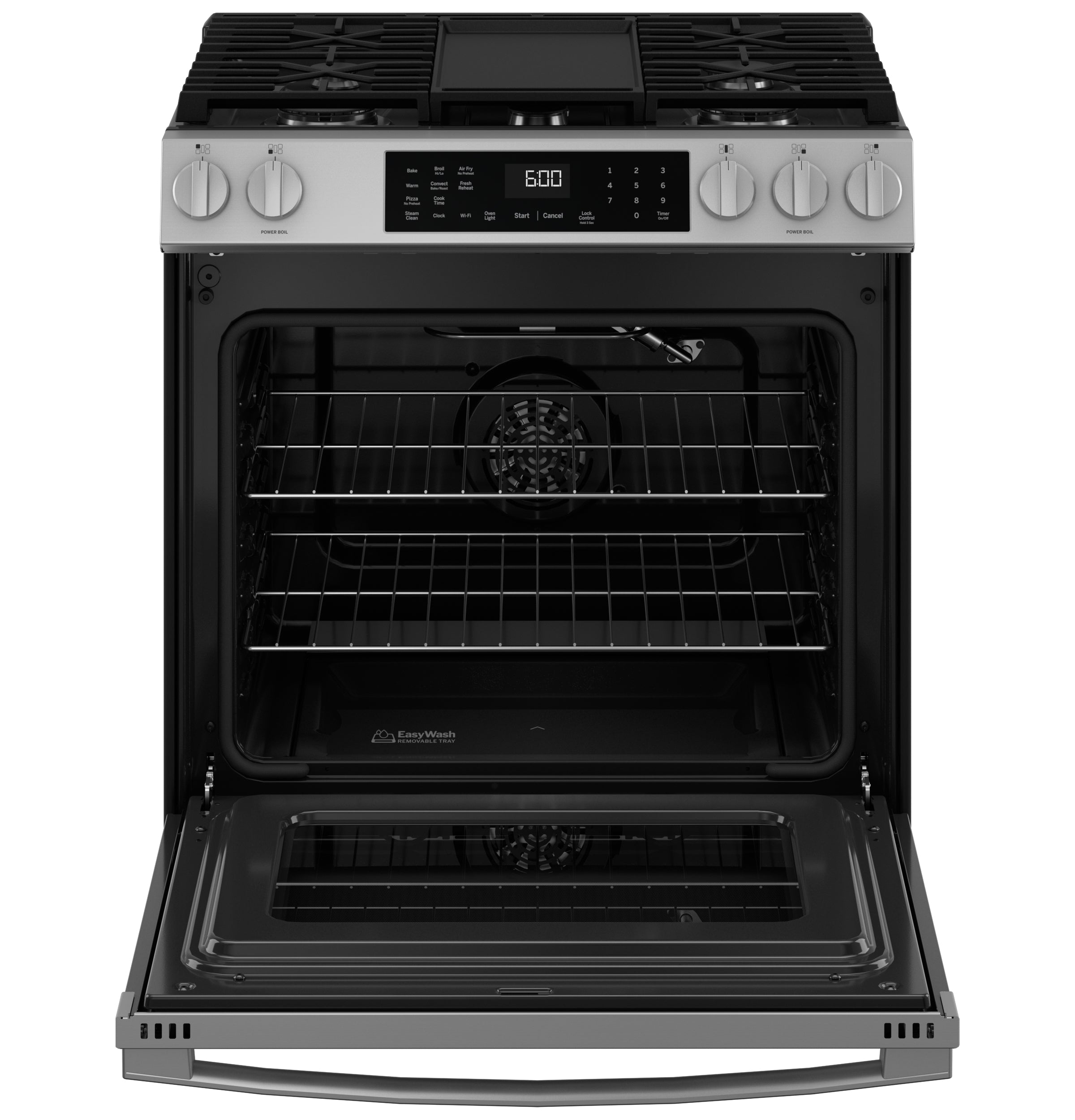 GE STAINLESS SLIDE-IN GAS RANGE WITH CONVECTION AND AIR FRY - Pearl Silver|Black - Ranges - Additional View 2