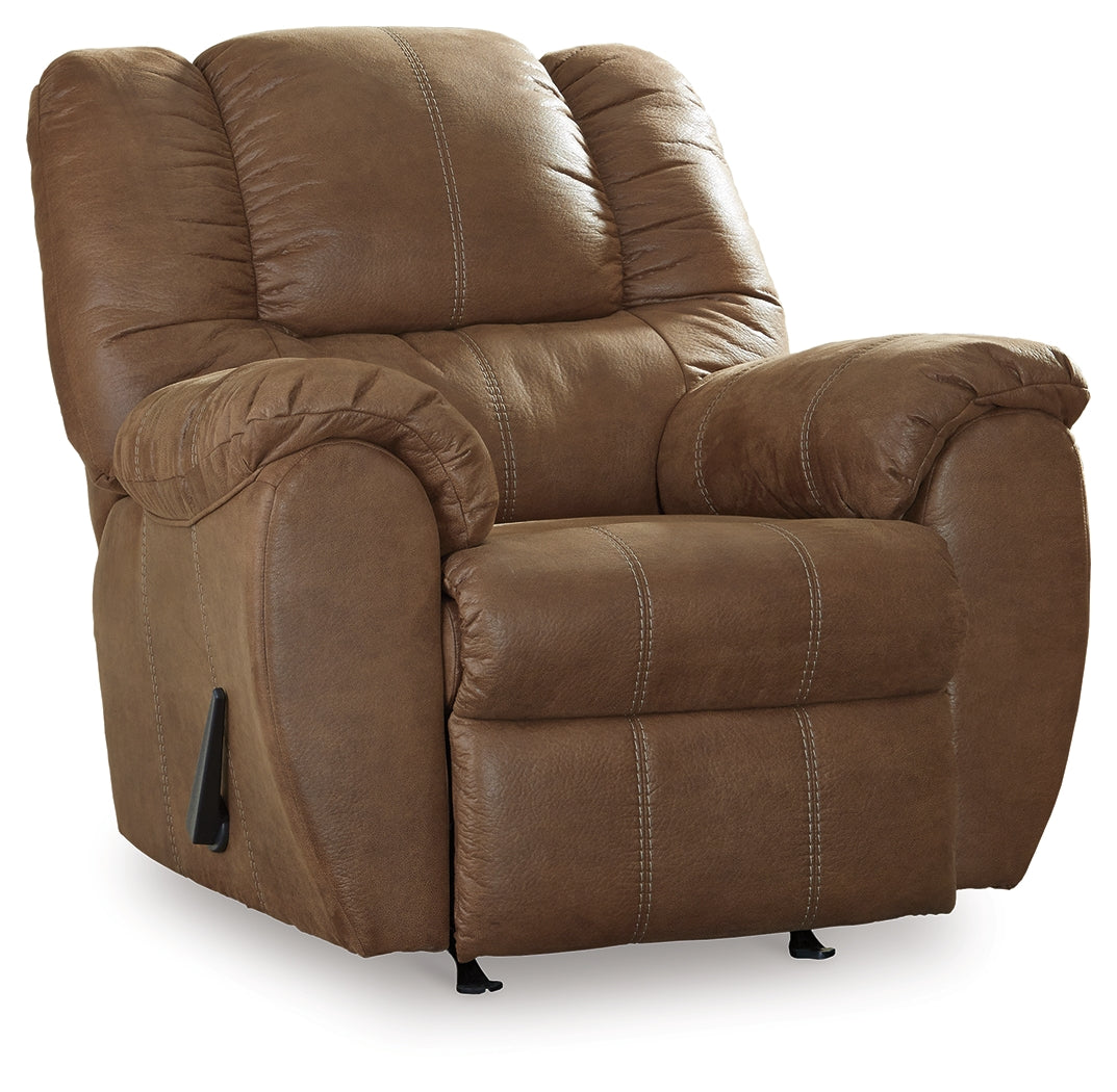Ashley Furniture - Mcgann Rocker Recliner - Saddle - Light Brown Faux Leather - Recliners
