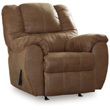 Ashley Furniture - Mcgann Rocker Recliner - Saddle - Light Brown Faux Leather - Recliners