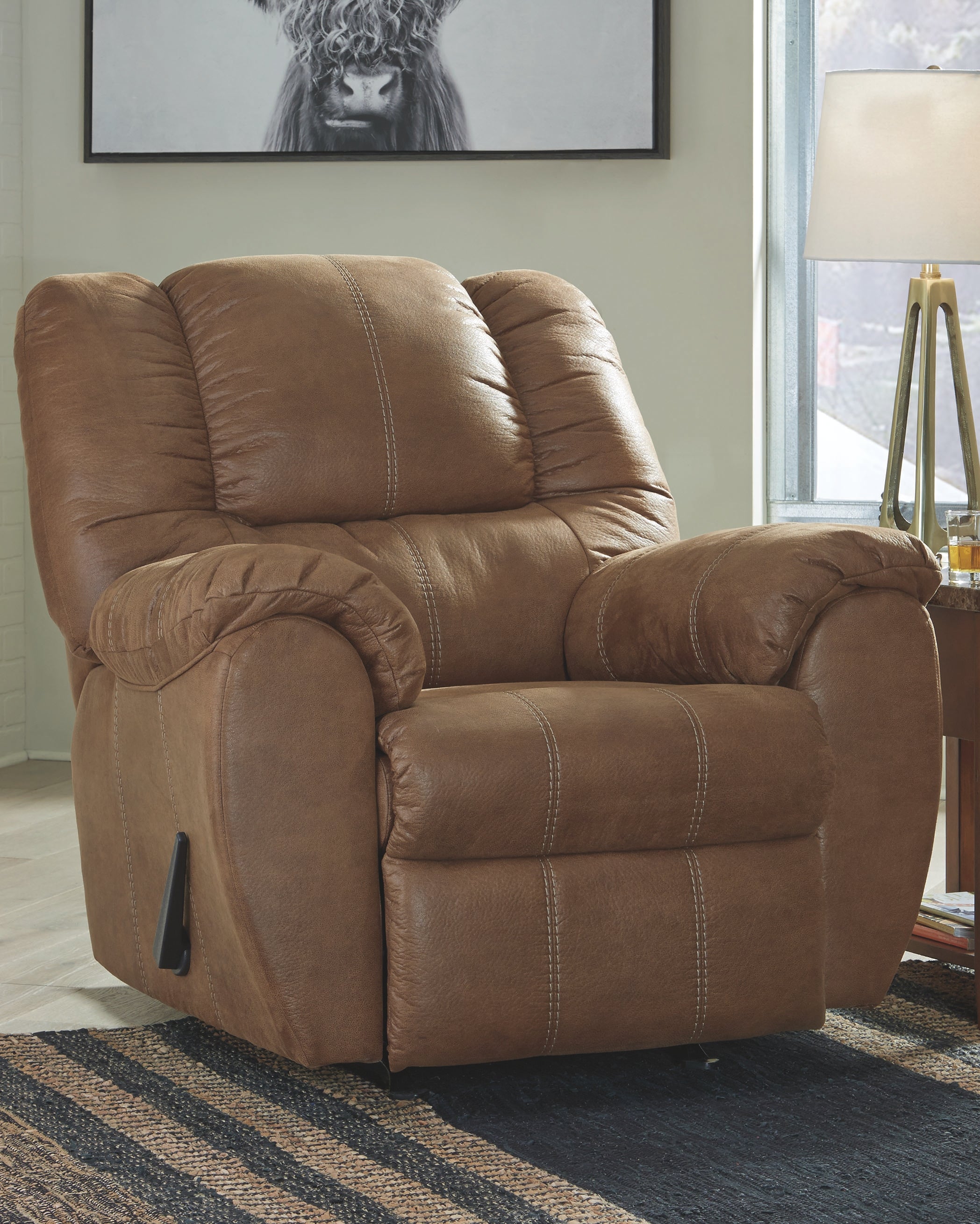 Ashley Furniture - Mcgann Rocker Recliner - Saddle - Light Brown Faux Leather - Recliners - Additional View 1