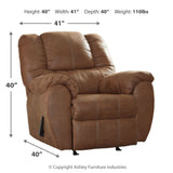 Ashley Furniture - Mcgann Rocker Recliner - Saddle - Light Brown Faux Leather - Recliners - Additional View 3