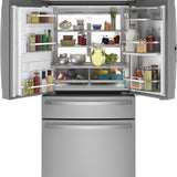 GE STAINLESS PROFILE 28CU FRENCH DOOR SMART 4-DOOR REFRIGERATOR - Pearl Silver - Refrigerators - Additional View 1
