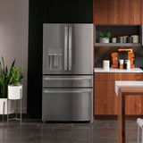 GE STAINLESS PROFILE 28CU FRENCH DOOR SMART 4-DOOR REFRIGERATOR - Pearl Silver - Refrigerators - Additional View 28